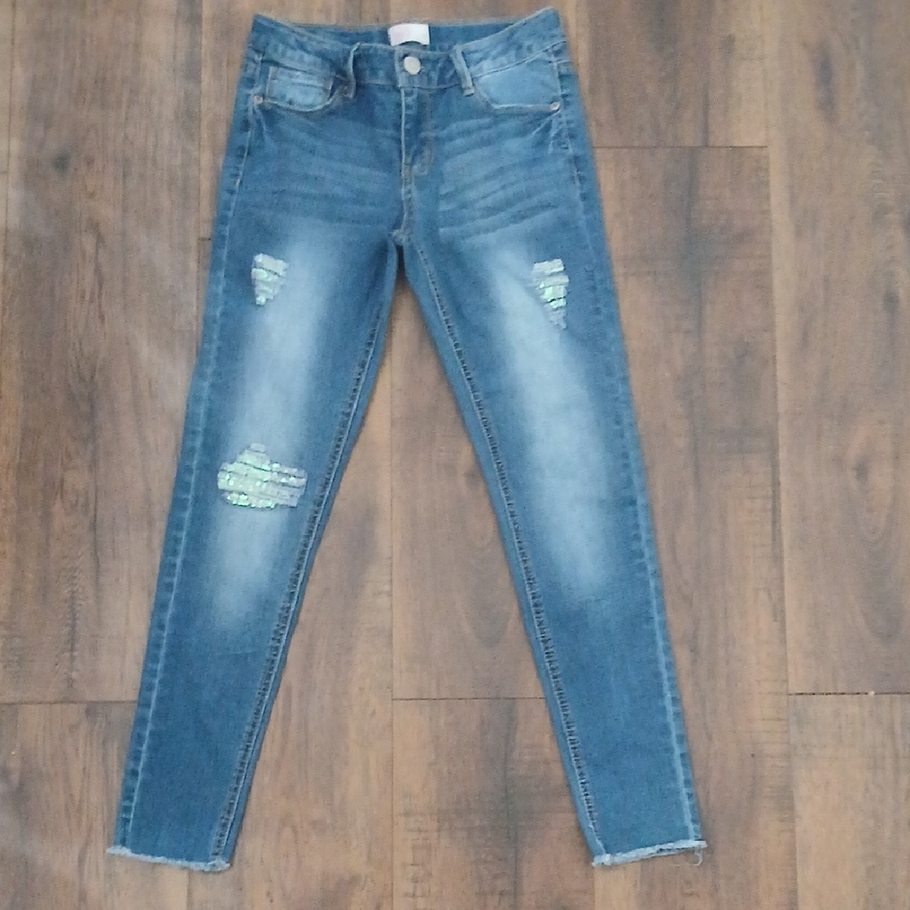 SO Blue Distressed Skinny Jeans